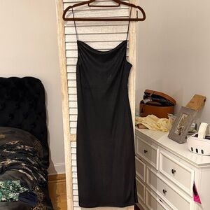 Black Slip Maxi Dress with Cowl Neck